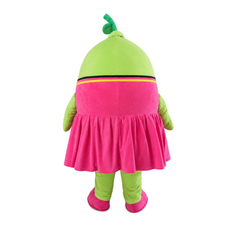 Green Lemon Girl With Pink Dress Mascot Costume