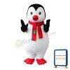 Friendly Penguin With Red Scarf Mascot Costume