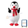 Friendly Penguin With Red Scarf Mascot Costume