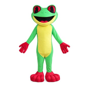 Cartoon Green & Yellow Frog Mascot Costume