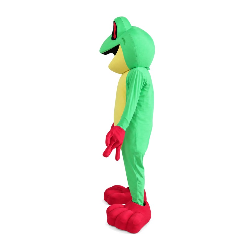 Cartoon Green & Yellow Frog Mascot Costume