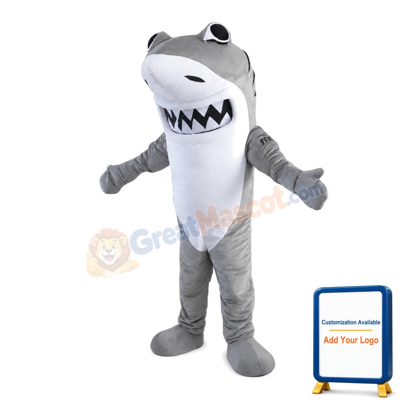 Cruel Grey Shark Mascot Costume