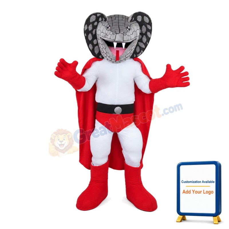 Snake Superman With Red Shorts And Cloak Mascot Costume
