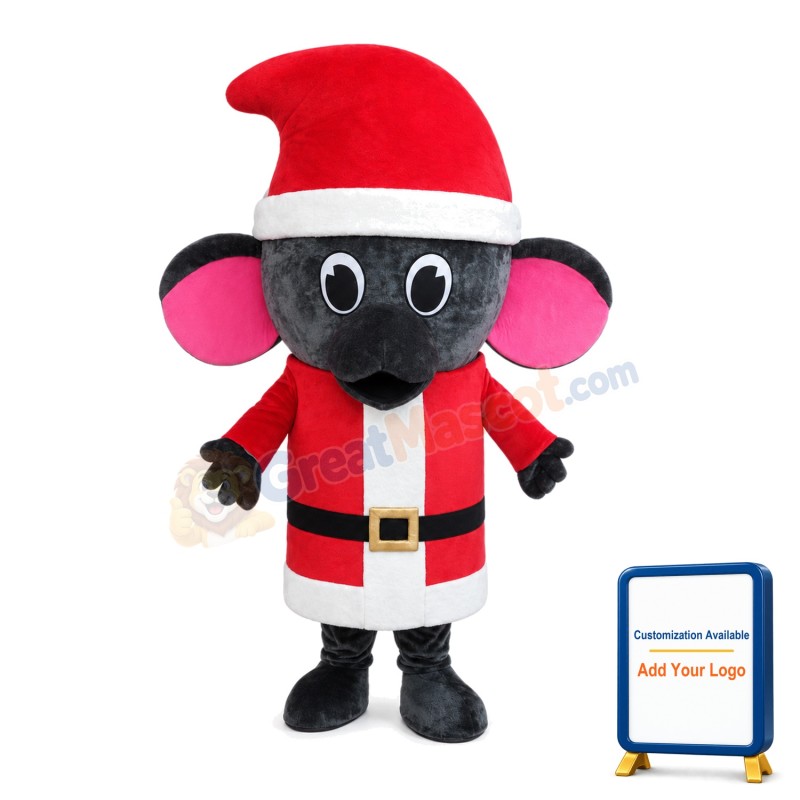 Funny Grey Christmas Mouse Mascot Costume
