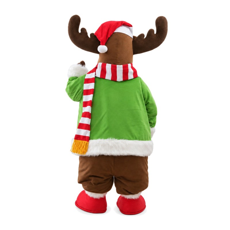 Christmas Elk With Green Coat Mascot Costume