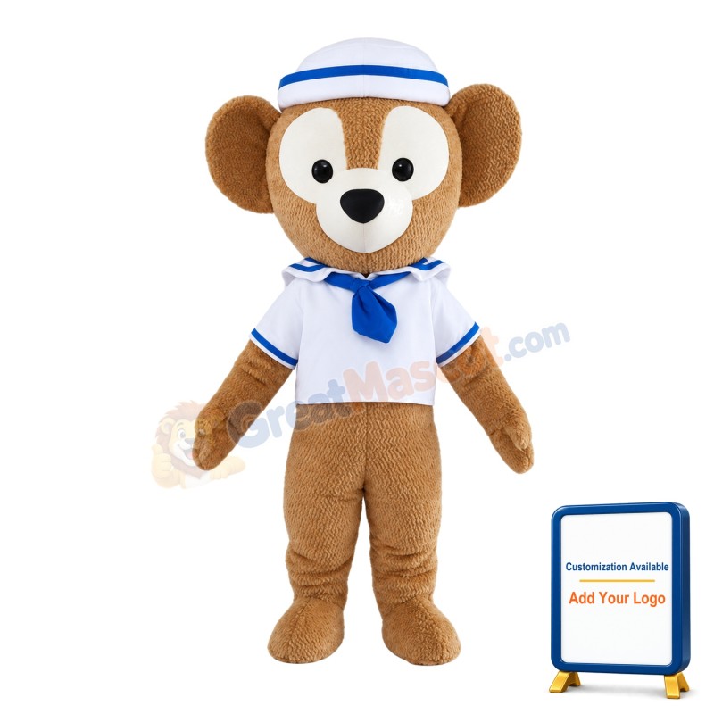 Teddy Bear With Sailor Suit And Hat Mascot Costume