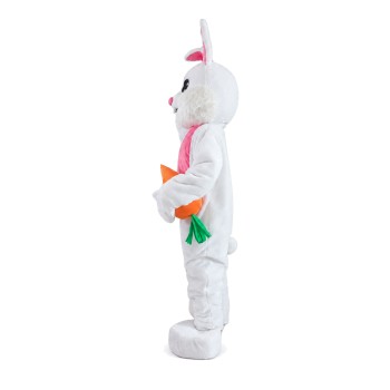 White & Pink Rabbit Holding Carrot Mascot Costume