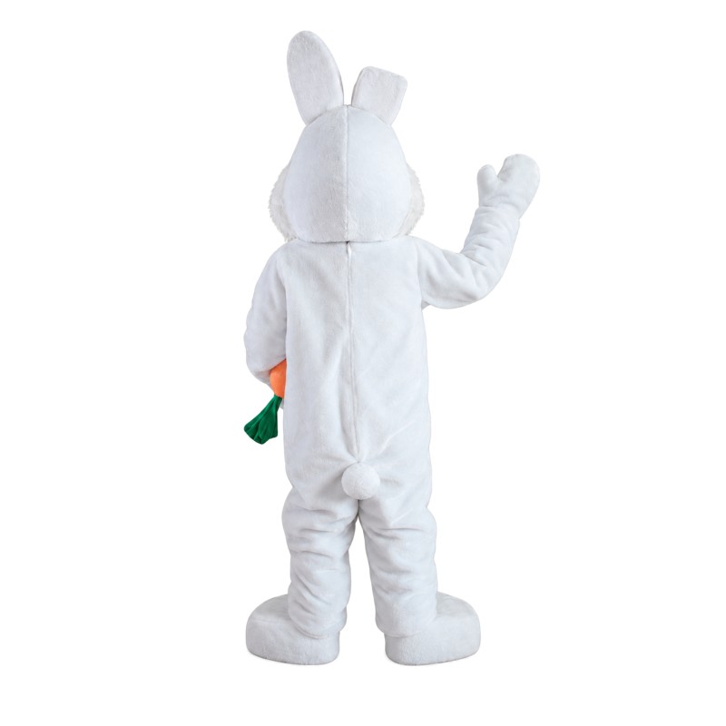 White & Pink Rabbit Holding Carrot Mascot Costume