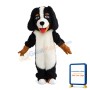 Honest Long Fur White & Black Dog Mascot Costume