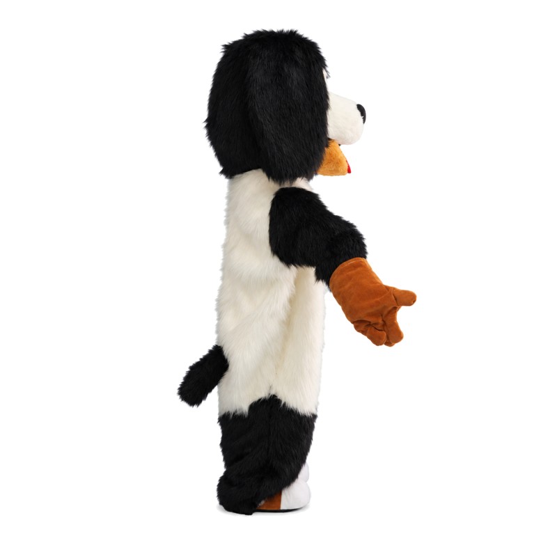 Honest Long Fur White & Black Dog Mascot Costume