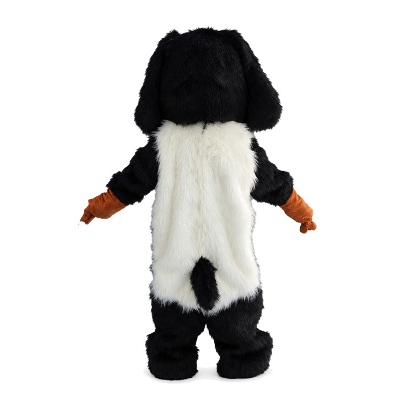 Honest Long Fur White & Black Dog Mascot Costume