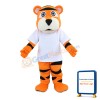 Sports Tiger With White Shirt Mascot Costume