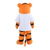 Sports Tiger With White Shirt Mascot Costume