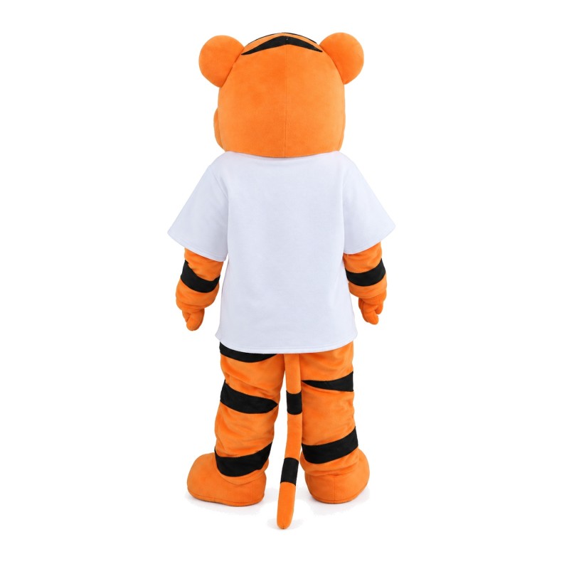 Sports Tiger With White Shirt Mascot Costume