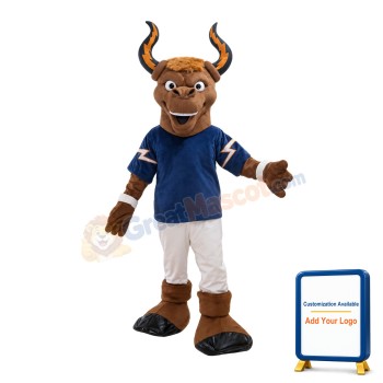Sports Bull With Blue Sports Shirt Mascot Costume