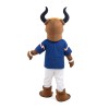 Sports Bull With Blue Sports Shirt Mascot Costume