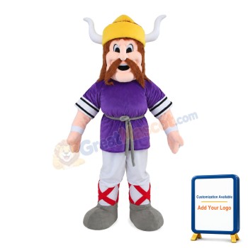 Powerful Warrior With Purple Top Mascot Costume