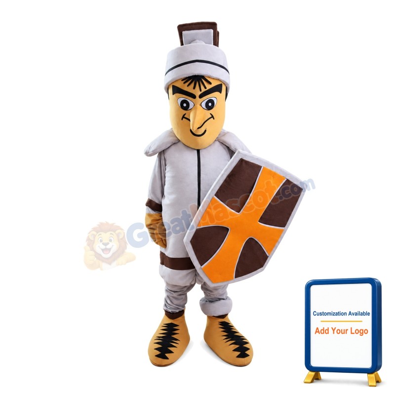 Brave Soldier With Shield Mascot Costume