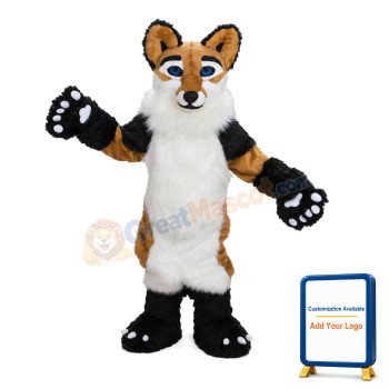 Unisex Furry Brown & White Dog Mascot Costume
