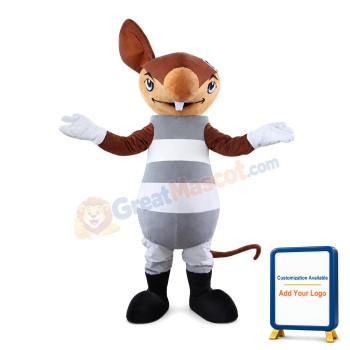One-eared Groundhog With Grey Set Mascot Costume