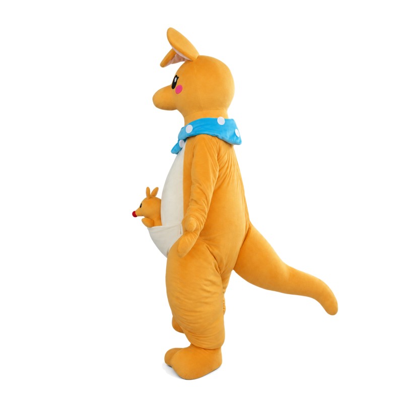 Yellow Kangaroo Mother And Little Baby Mascot Costume