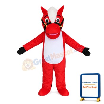 Standing Red & White Horse Mascot Costume
