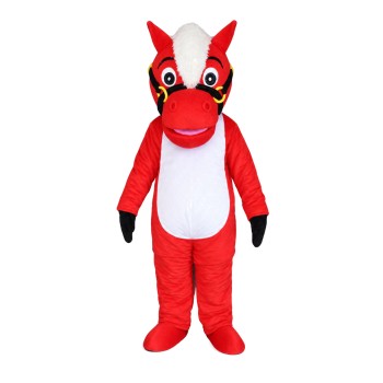 Standing Red & White Horse Mascot Costume