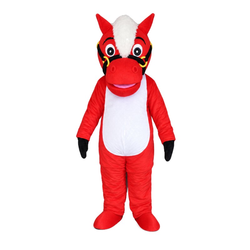 Standing Red & White Horse Mascot Costume