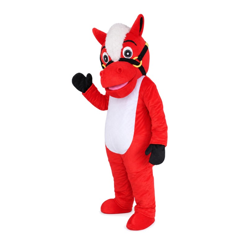 Standing Red & White Horse Mascot Costume