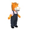 Friendly And Hospitable Horse With Overalls Mascot Costume