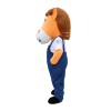 Friendly And Hospitable Horse With Overalls Mascot Costume