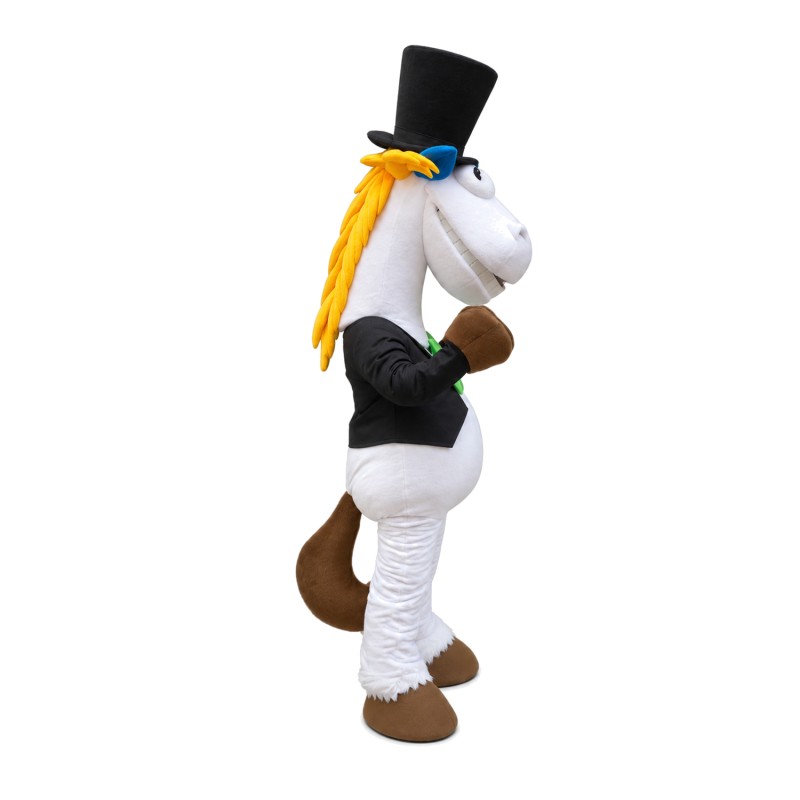 Gentleman Horse With Tuxedo And Bowler Hat Mascot Costume
