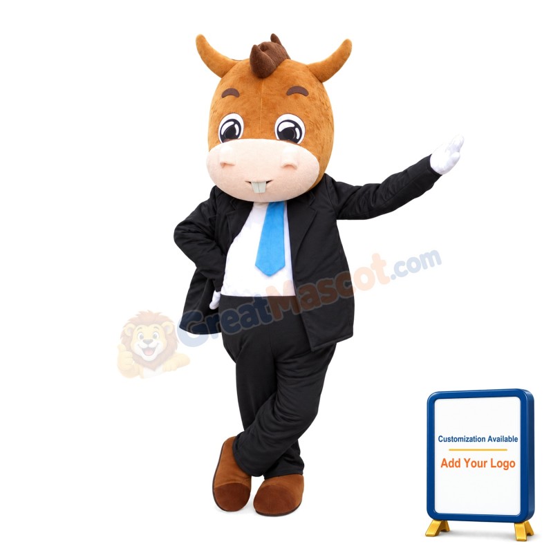 Charming Adult Horse With Suit Mascot Costume