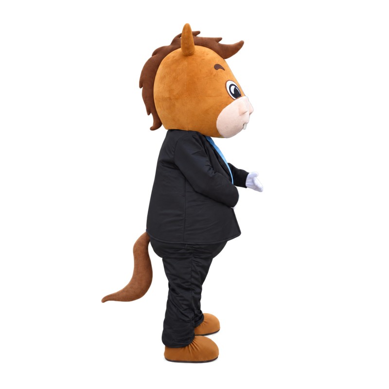 Charming Adult Horse With Suit Mascot Costume