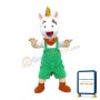 Excited Little Horse With Green Overalls Mascot Costume
