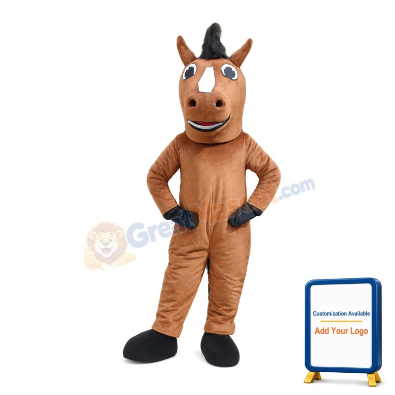 Running Brown Horse Mascot Costume
