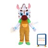 White Pattern Tiger With Brown Overalls Mascot Costume