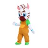 White Pattern Tiger With Brown Overalls Mascot Costume