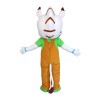 White Pattern Tiger With Brown Overalls Mascot Costume