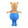 Fat Cartoon Brown Horse With Blue Rompers Mascot Costume