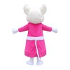 Dancing White Mouse With Pink Dress Mascot Costume