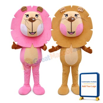 Advertising Customize Likable Brown Pink Lion Mascot Costume