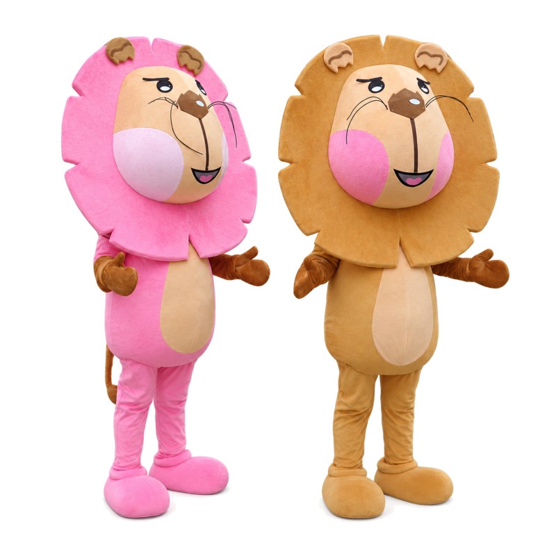 Advertising Customize Likable Brown Pink Lion Mascot Costume