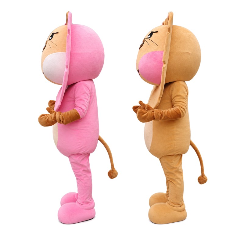 Advertising Customize Likable Brown Pink Lion Mascot Costume