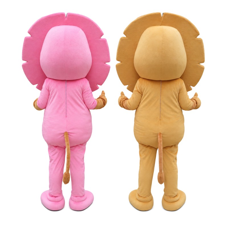 Advertising Customize Likable Brown Pink Lion Mascot Costume