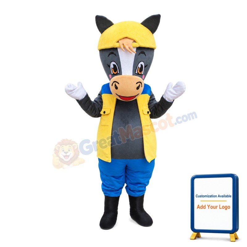 New Style Grey Pony Mascot Costume For Internal Anniversary