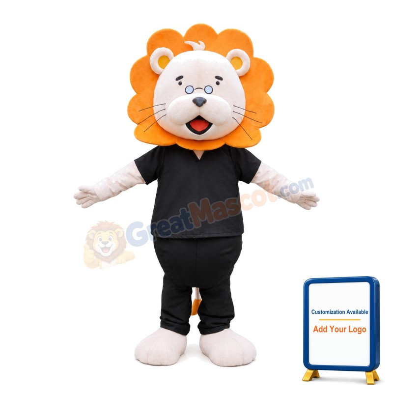 Fancy Quality Black Lion With Orange Hair Mascot Costume
