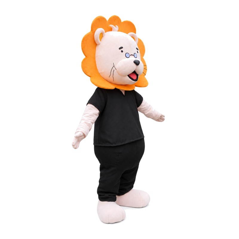Fancy Quality Black Lion With Orange Hair Mascot Costume