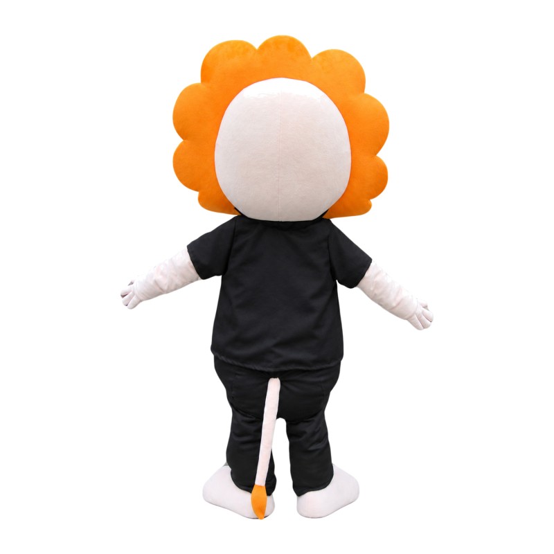 Fancy Quality Black Lion With Orange Hair Mascot Costume