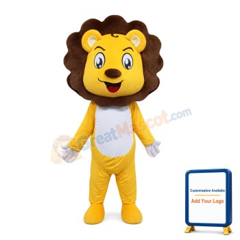 Adult Cartoon Happy Yellow Lion Mascot Costume